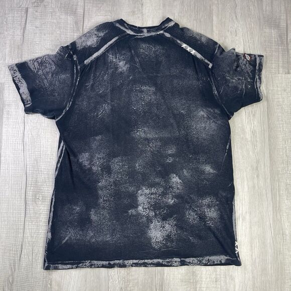 Affliction Henley Shirt Distressed 2XL Metal Buttons Stitching Live Fast Rare P - Picture 9 of 9